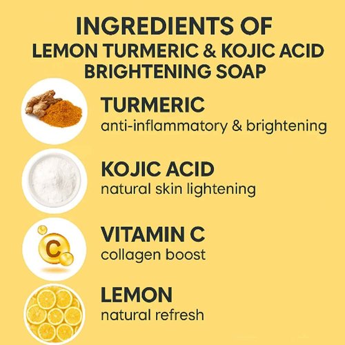 Turmeric Kojic Acid Soap, Natural Handmade Soap for Face and Body, Softens Skin, Deep Cleanses, Suitable for Men and Women (3 Bars)