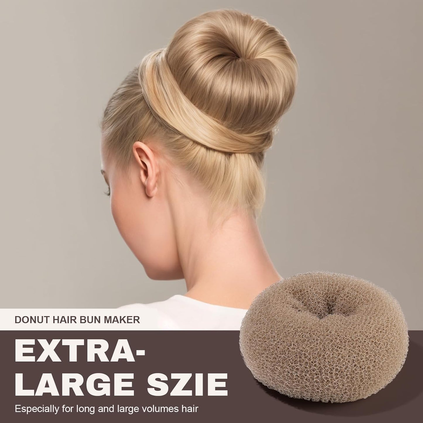 Teenitor Hair Donut, Hair Bun Maker, Black(Extra-large, Large, Medium and Small)