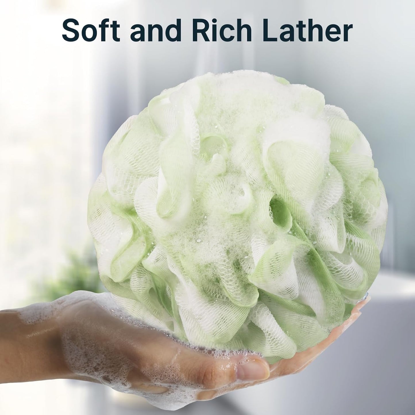 AmazerBath Loofah Sponge, Shower Loofah for Men and Women - Body Scrubber Loofa Set of 3 Classic Black & White Edge, Bath Sponge 60g/PCS