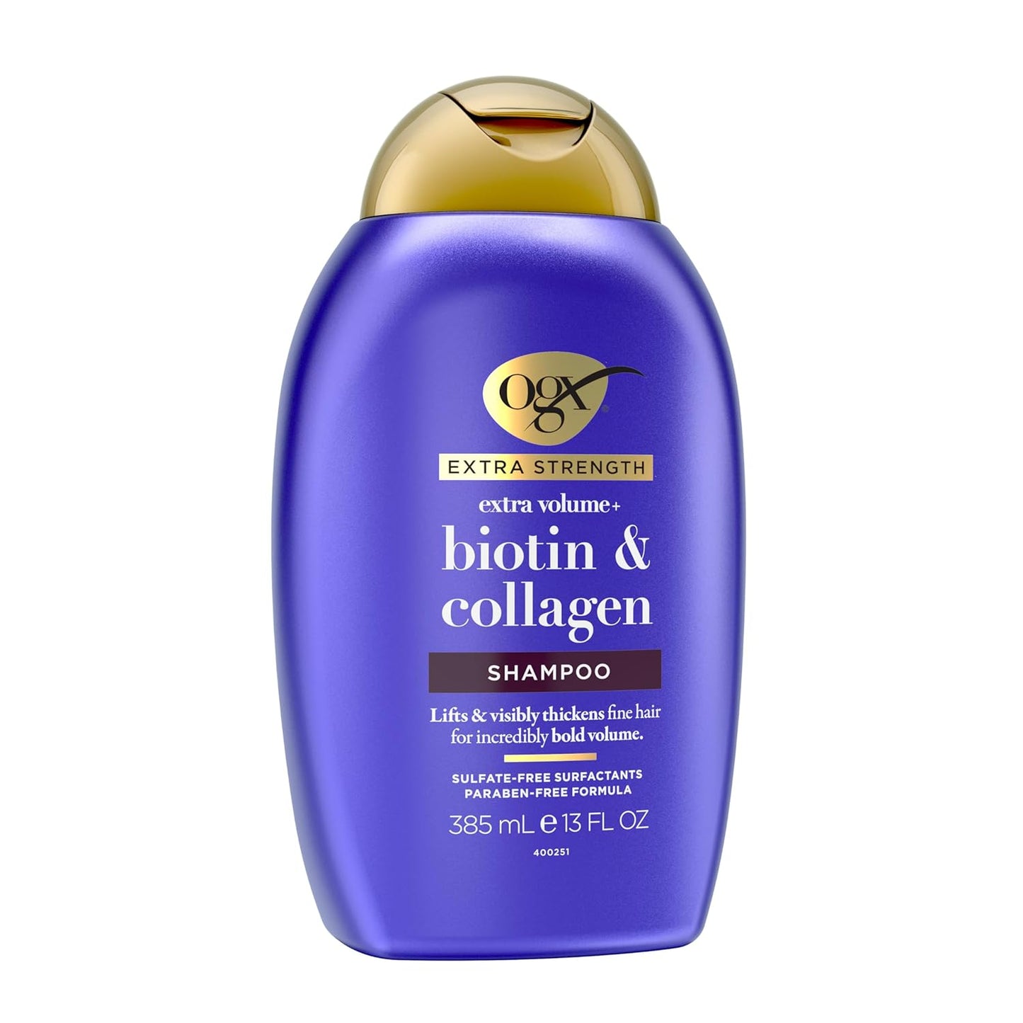 OGX Thick & Full + Biotin Collagen Extra Strength Volumizing Shampoo with Vitamin B7 Hydrolyzed Wheat Protein for Fine Hair. Sulfate-Free Surfactants Thicker, Fuller Hair, 13 Fl Oz