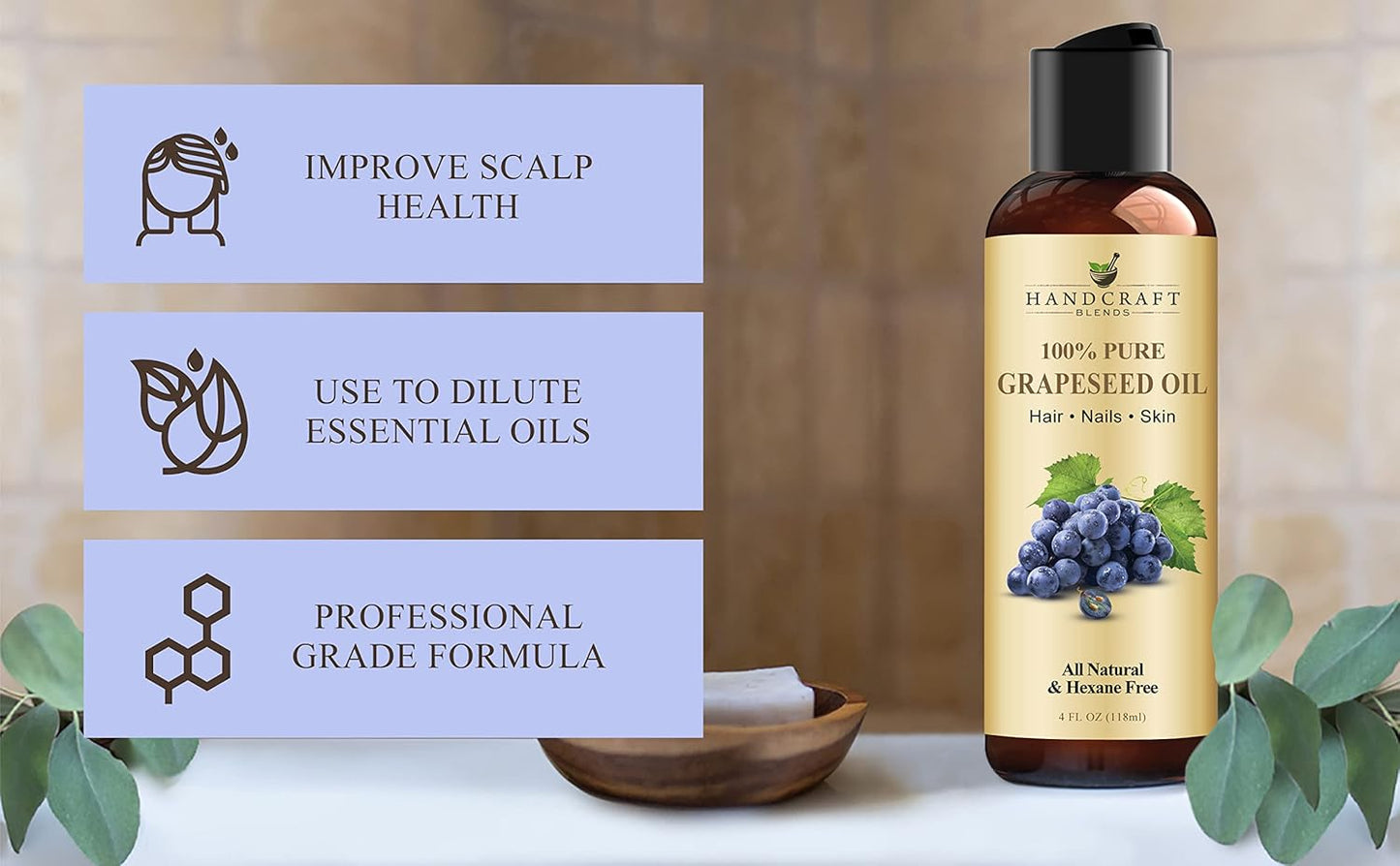 Handcraft Blends USDA Organic Jojoba Oil - Cold-Pressed 4 Fl Oz - 100% Pure and Natural - Premium Grade Carrier Oil for Skin and Hair - Hair and Body - Massage - Hexane-Free