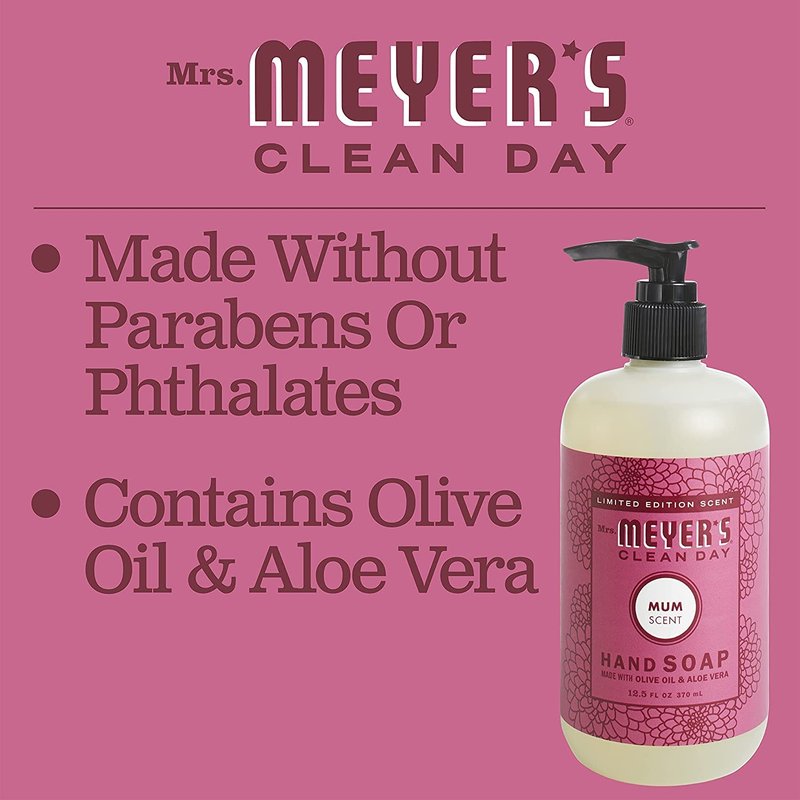 MRS. MEYER'S CLEAN DAY Hand Soap Mum (12.5 Fl Oz (Pack of 3), Gel)