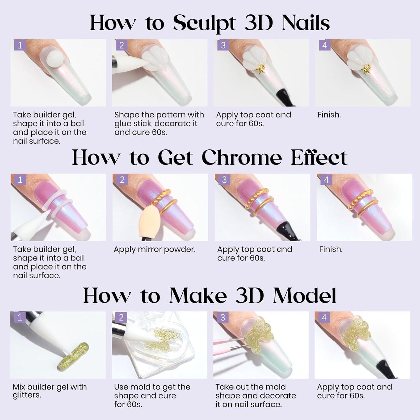 MIZHSE Solid Builder Gel for Nails, Clear Non-Sticky Sculpting Gel, 3D Nail Art Carving Building Modeling Hard Nail Extension Soak Off UV/LED Nail Art Salon Home DIY 15g