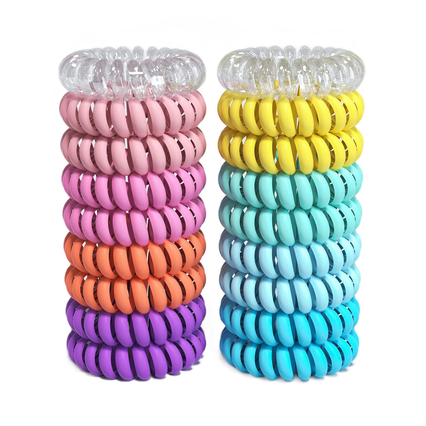 Hair Ties, 17 Pack Spiral Coils for Thick and Thin Hair - No Crease Ponytail Holders for Women and Children