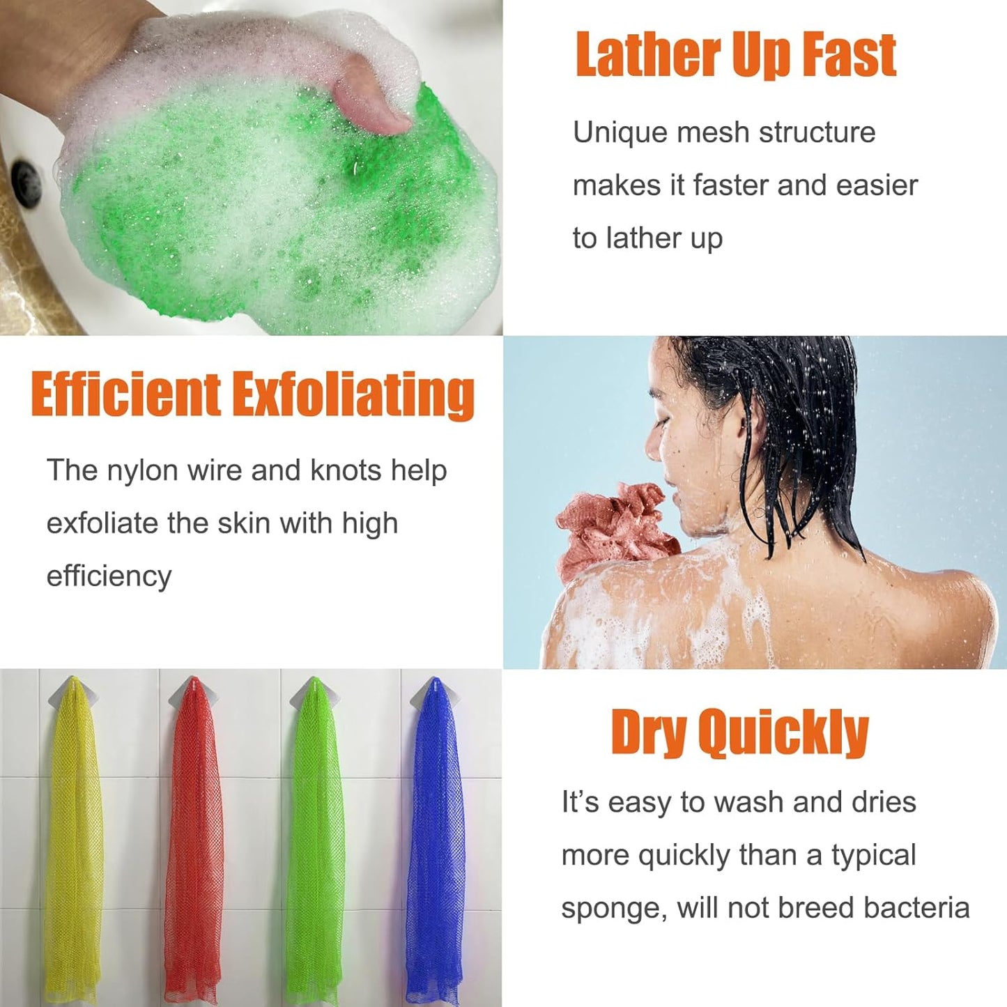 Unifab African Net Sponge Authentic Real African Exfoliating Net Bath Sponge Wash Cloth Exfoliating Washcloth African Net Cloth Body Scrubber for Shower Pink