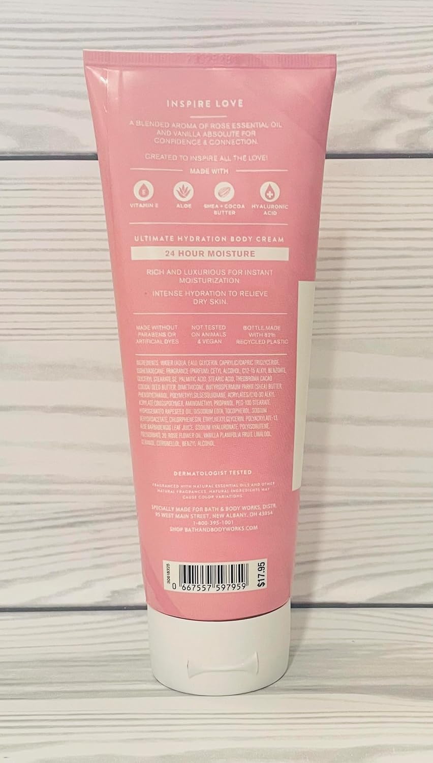 Aromatherapy Love Rose Vanilla Body Cream - Ultimate Hydration | 8 Oz, 2 Pack