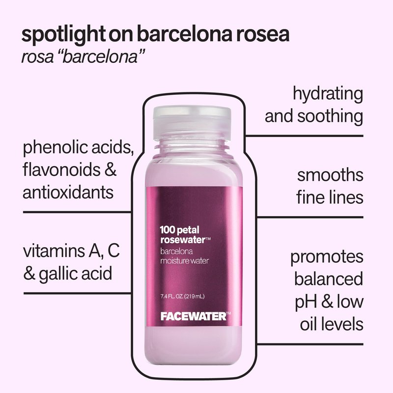 Facewater 100 Petal Rosewater Barcelona Moisture Water