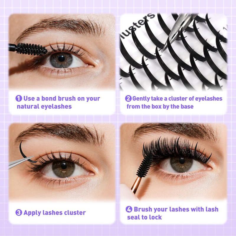 ARISON LASHES Cluster Lashes with Spikes, Spiky Manga Lash Clusters & 100D Volume Individual False Eyelashes for Dramatic DIY Eye Makeup, Cosplay Party Photo Looks, 10-20mm Mix