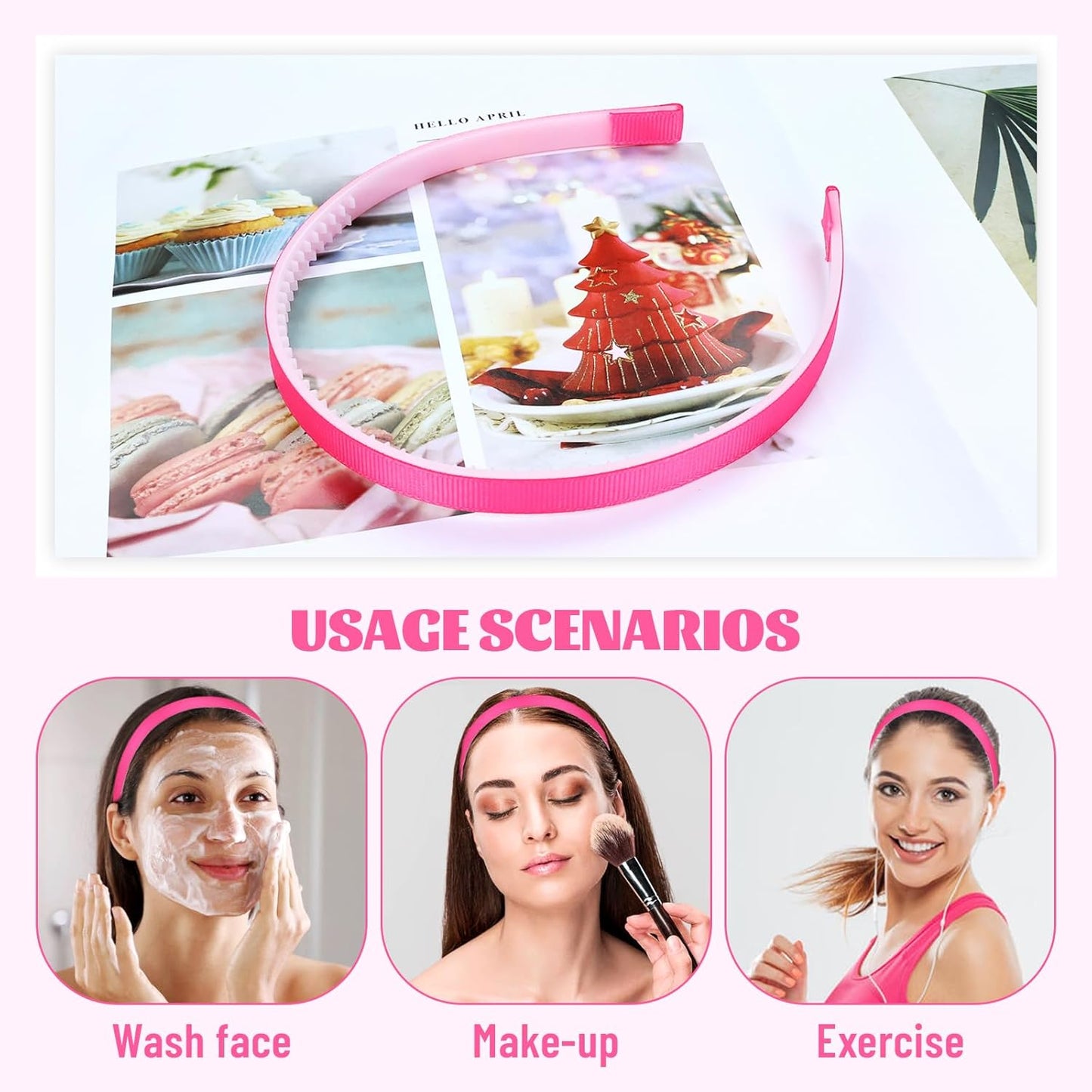 18 Pieces Candy Color Width 1cm Blank DIY Craft Project Plastic Headbands Hair Hoops Hair Accessoris for Women Girls Teens Kids