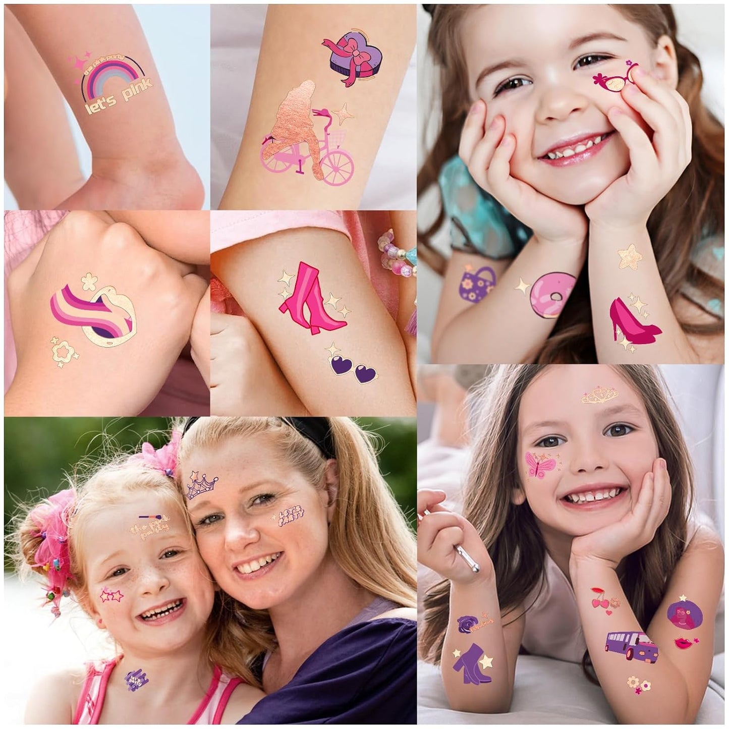 Waterproof Temporary Tattoos - 118pcs Groovy Fake Tattoo for Kids Birthday Party Supplies, Star Unicorn Smiley Rainbow Flower Candy Crown Arts and Crafts for Boys or Girls 6 7 8 9 10 11 12 years old