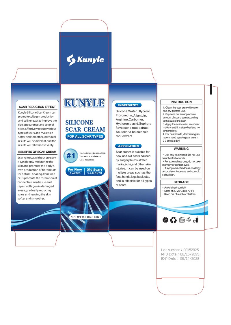 Kunyle Scar Cream, Silicone Scar Gel, Advanced Scar Removal Cream for Surgical Scars, Stretch Marks Removal, Keloid Bump Removal, Old and New Scars 2.11 Oz (60g)