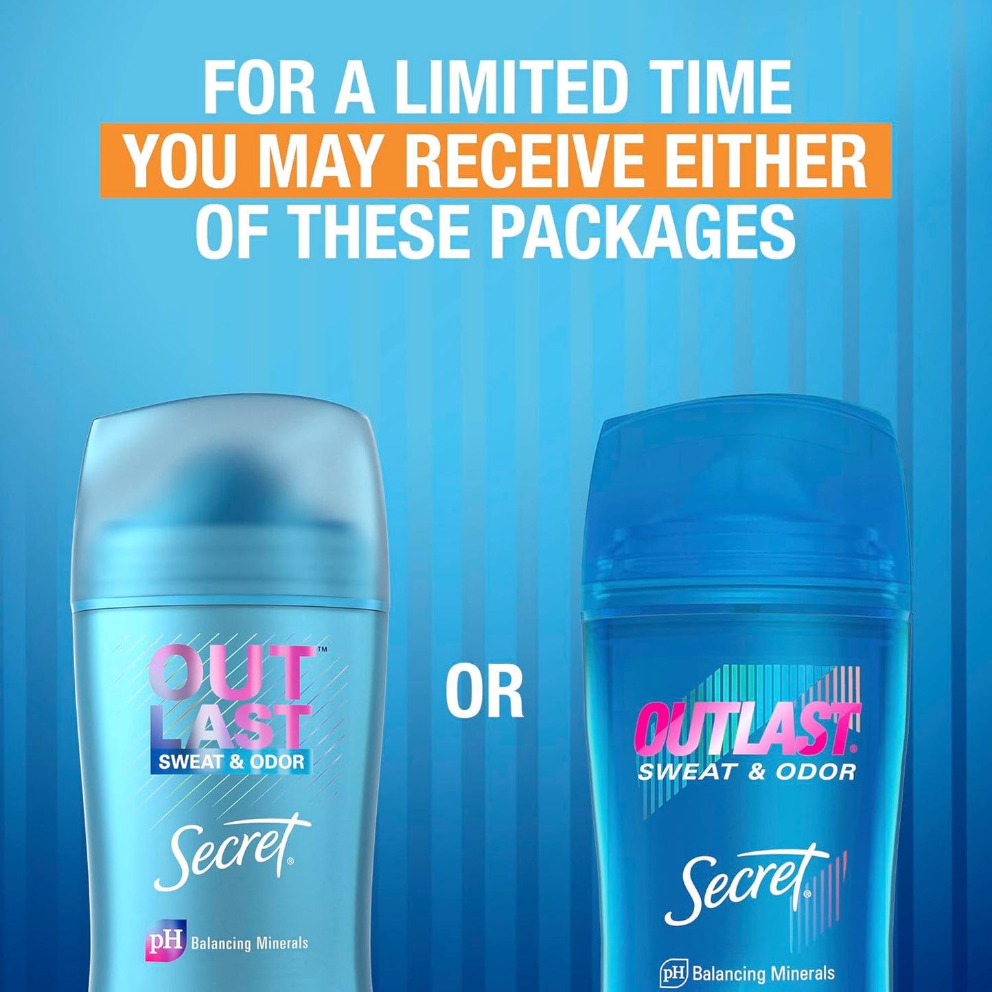 Secret Outlast Antiperspirant Deodorant for Women, 72hr Sweat & Odor Protection, PH Balancing Minerals, Clear Gel, Unscented, 2.6 oz