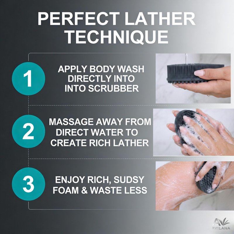 Avilana Silver Edition Body Scrubber and Face Brush Set - Silver-Ion Infused Silicone 2-in-1 Kit, ISO Tested Both Pieces, Stays Fresher Longer Gentle Exfoliating Sensitive Skin Women Men Gift Skincare