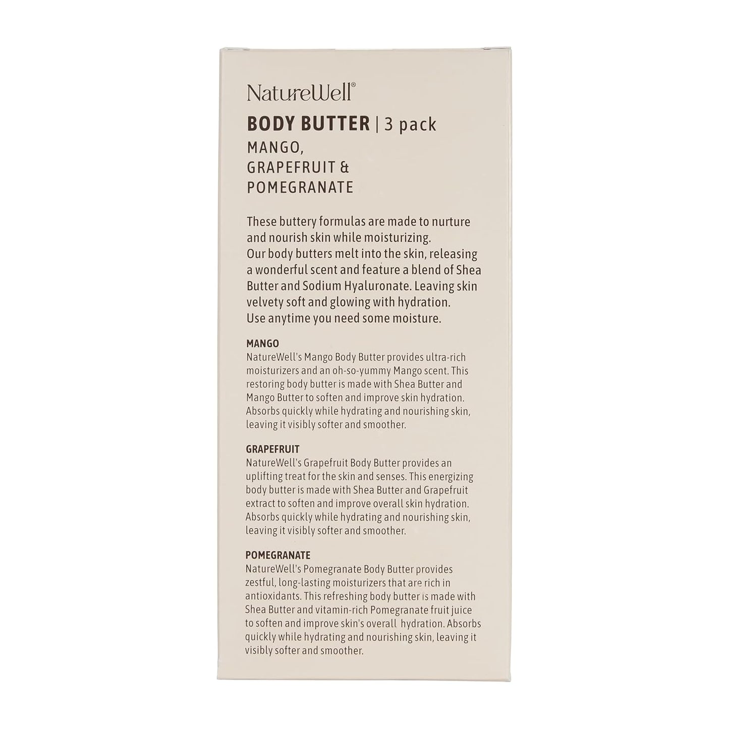 Shea Body Butter Variety Pack - Nourishing Grapefruit, Mango & Pomegranate | 3 x 8 Oz