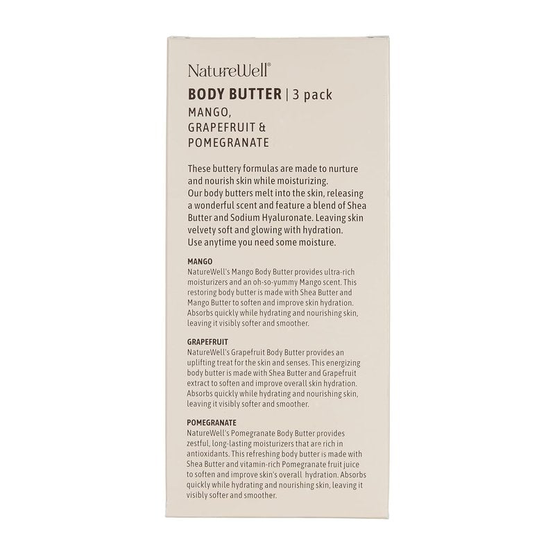 Shea Body Butter Variety Pack - Nourishing Grapefruit, Mango & Pomegranate | 3 x 8 Oz