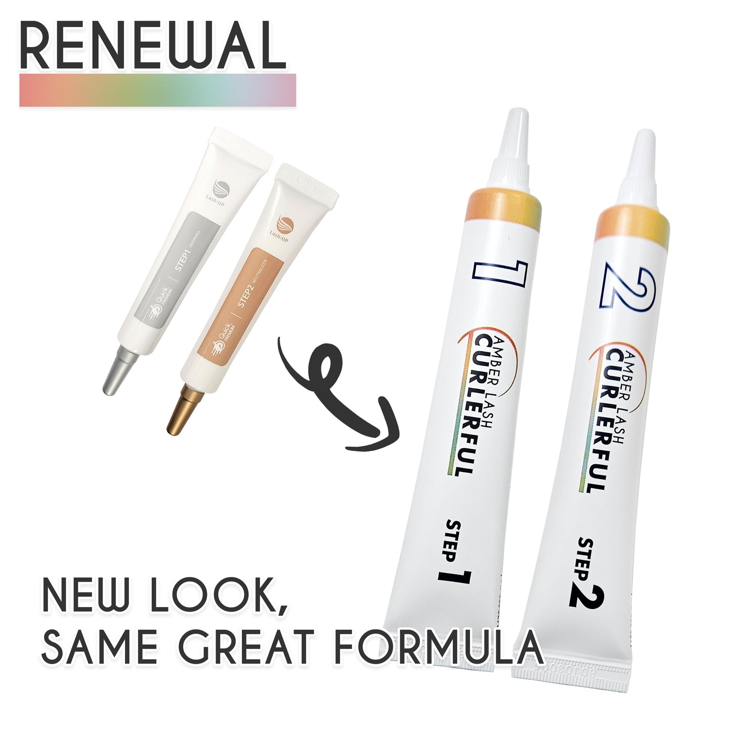 Amber Lash Curlerful, Brow Lamination Tube Set, For Professional Brow Perm, Step 1 & Step 2, 20 ml / 0.67 floz each