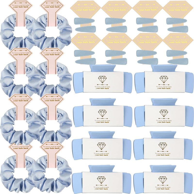 Loanzeg Bridesmaid Scrunchies Proposal Gifts 4.1 Inch Square Set of 8 Bachelorette Hair Claw Clips ideas Bridal Shower Gift for Wedding Party Favors (32pcs Dusty Blue)