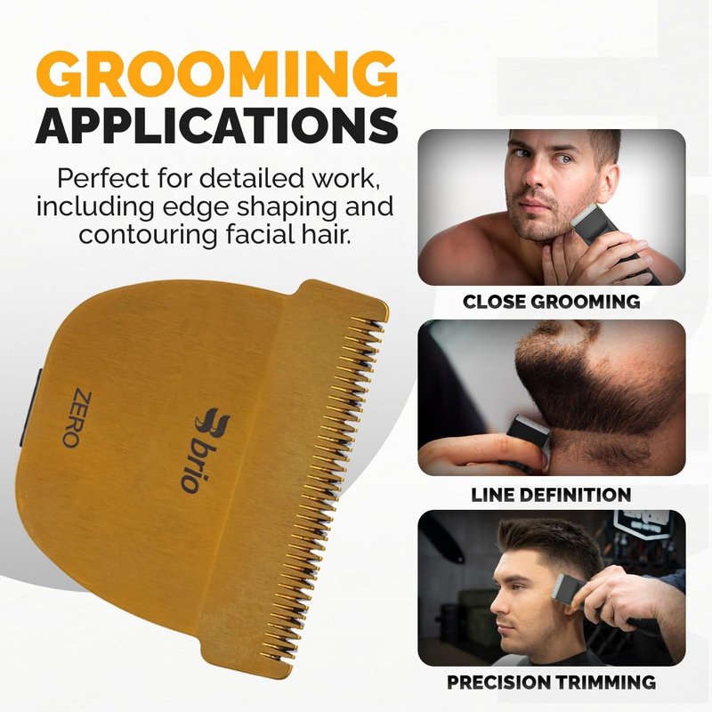 Brio Beardscape V2 & V1 Trimmers - Zero Blade Compatible, 0.2mm Stainless Steel for Close Cuts | Gold
