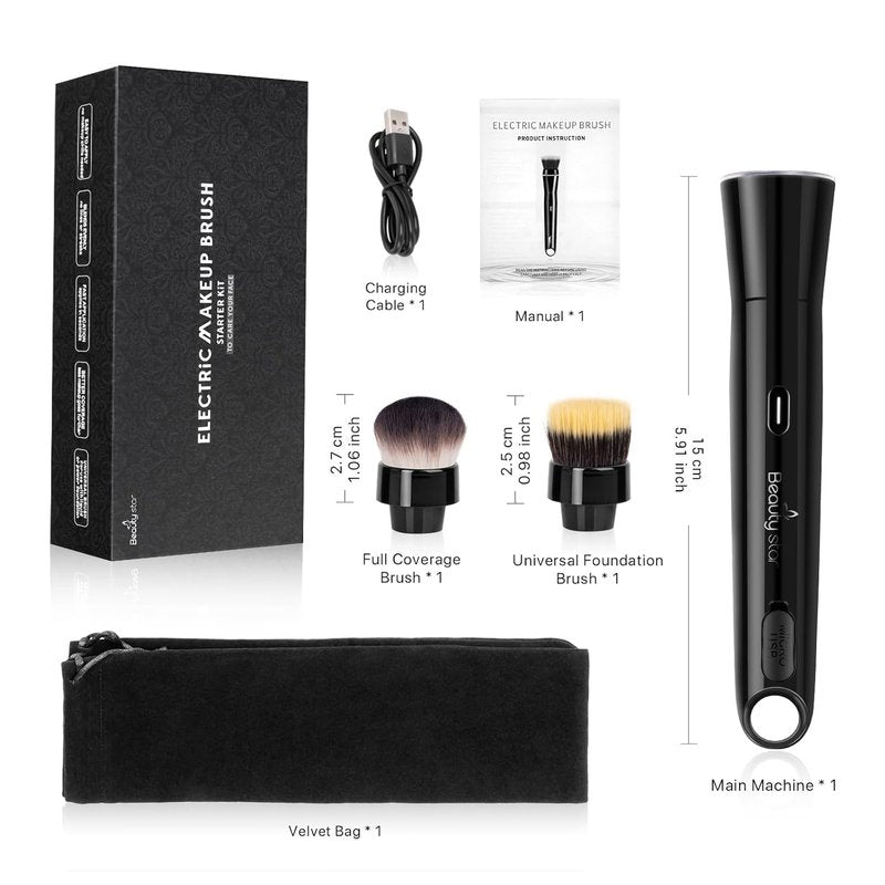 360° Rotating Makeup Brush - Smart Electric Application with 2 Replaceable Heads | Adjustable Speeds for Effortless Makeup