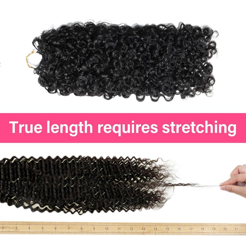 Burmese Curly Feather Crochet Braid Hair Extensions - 100% Real Human Hair, Knotless, 14 Inch, Natural Black