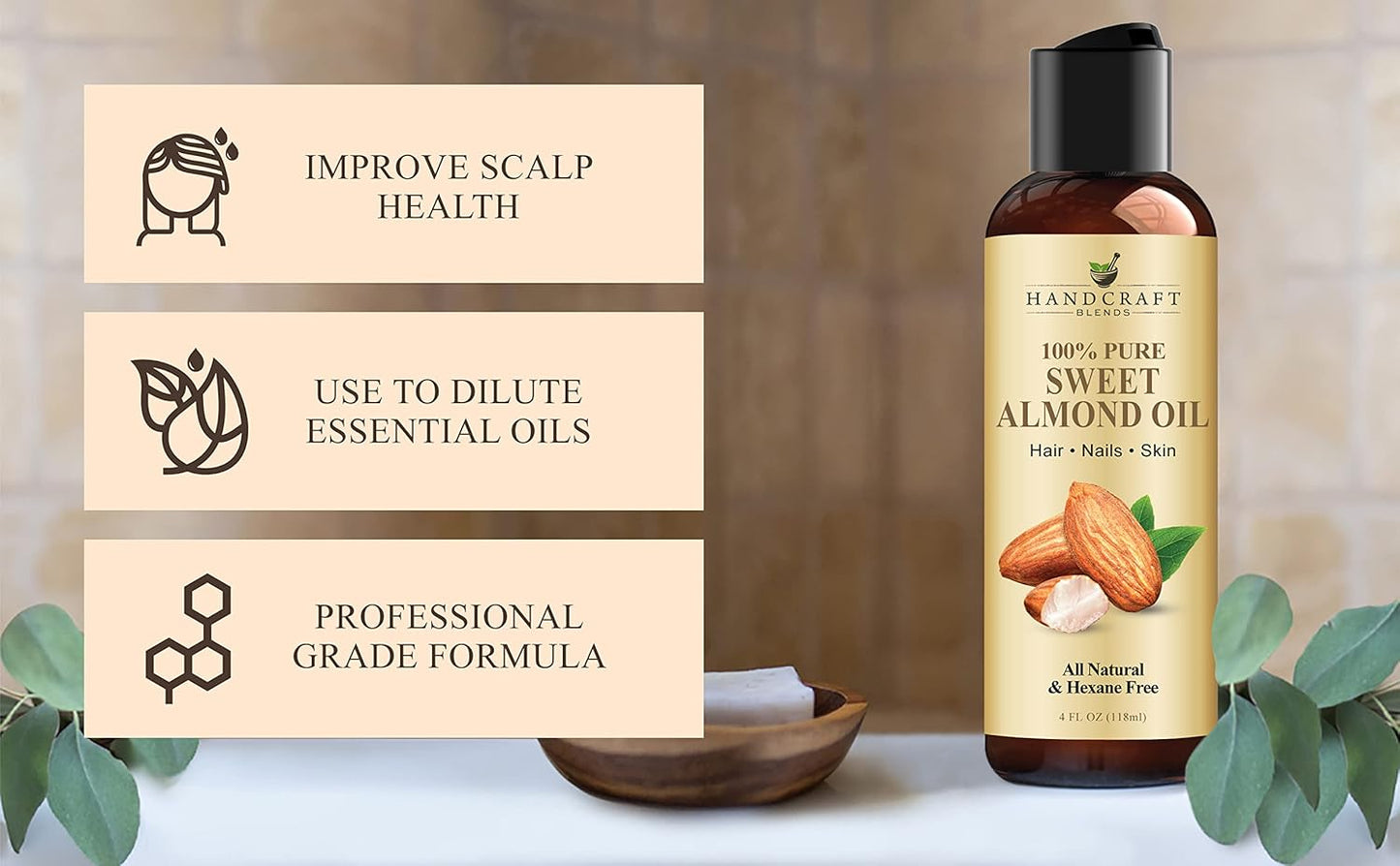 Handcraft Blends USDA Organic Jojoba Oil - Cold-Pressed 4 Fl Oz - 100% Pure and Natural - Premium Grade Carrier Oil for Skin and Hair - Hair and Body - Massage - Hexane-Free