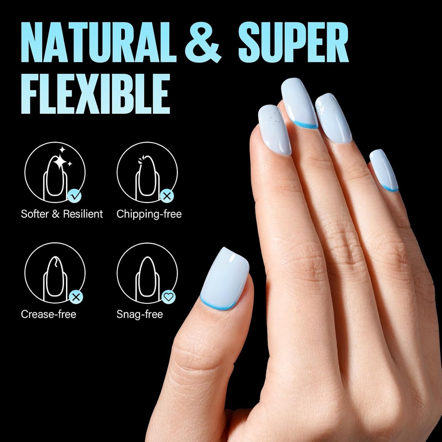 TOMICCA Short Nail Tips Extra Short Square Nail Tips, 192Pcs Fake Nails 12 Sizes Acrylic Clear Nails for Beginner and Professional DIY Gel Nails Salon