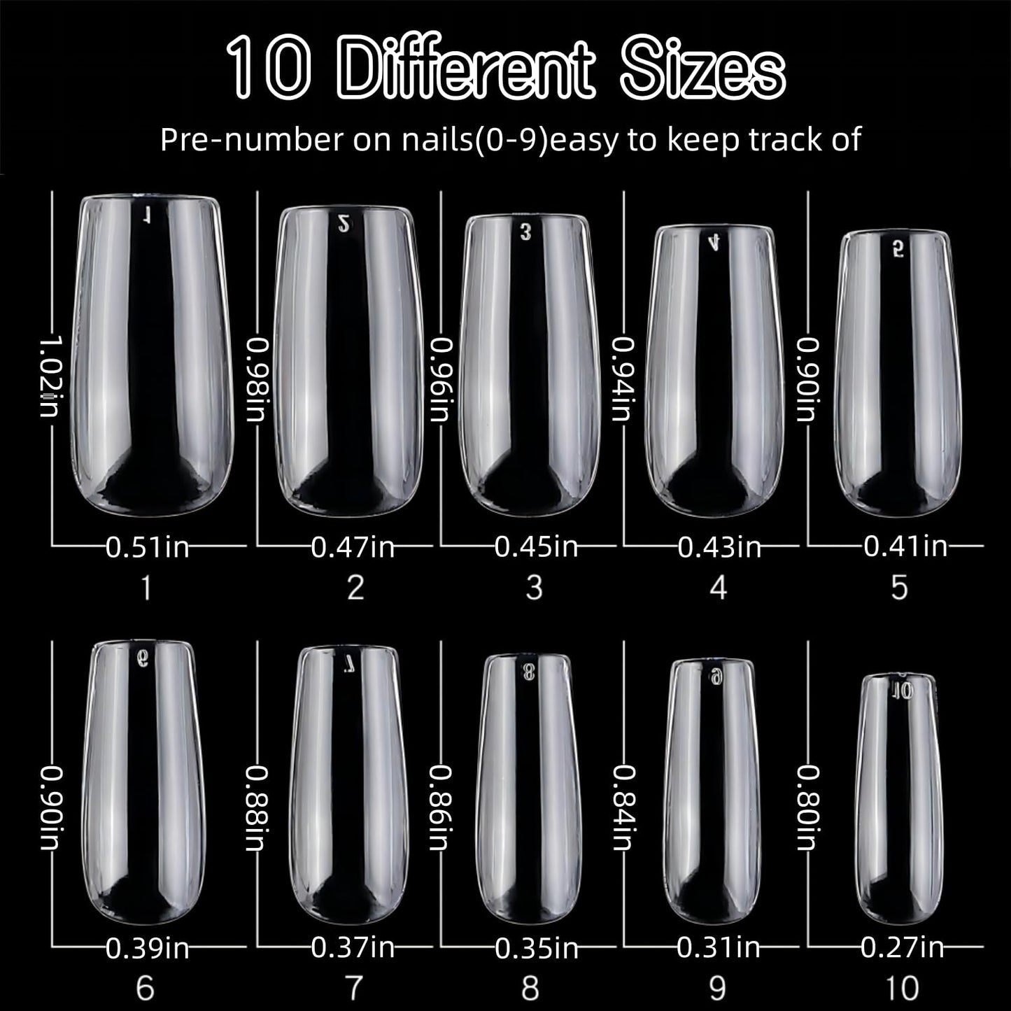 1000Pcs Soft Gel Nail Tips Clear Almond and Square Medium Nails Set