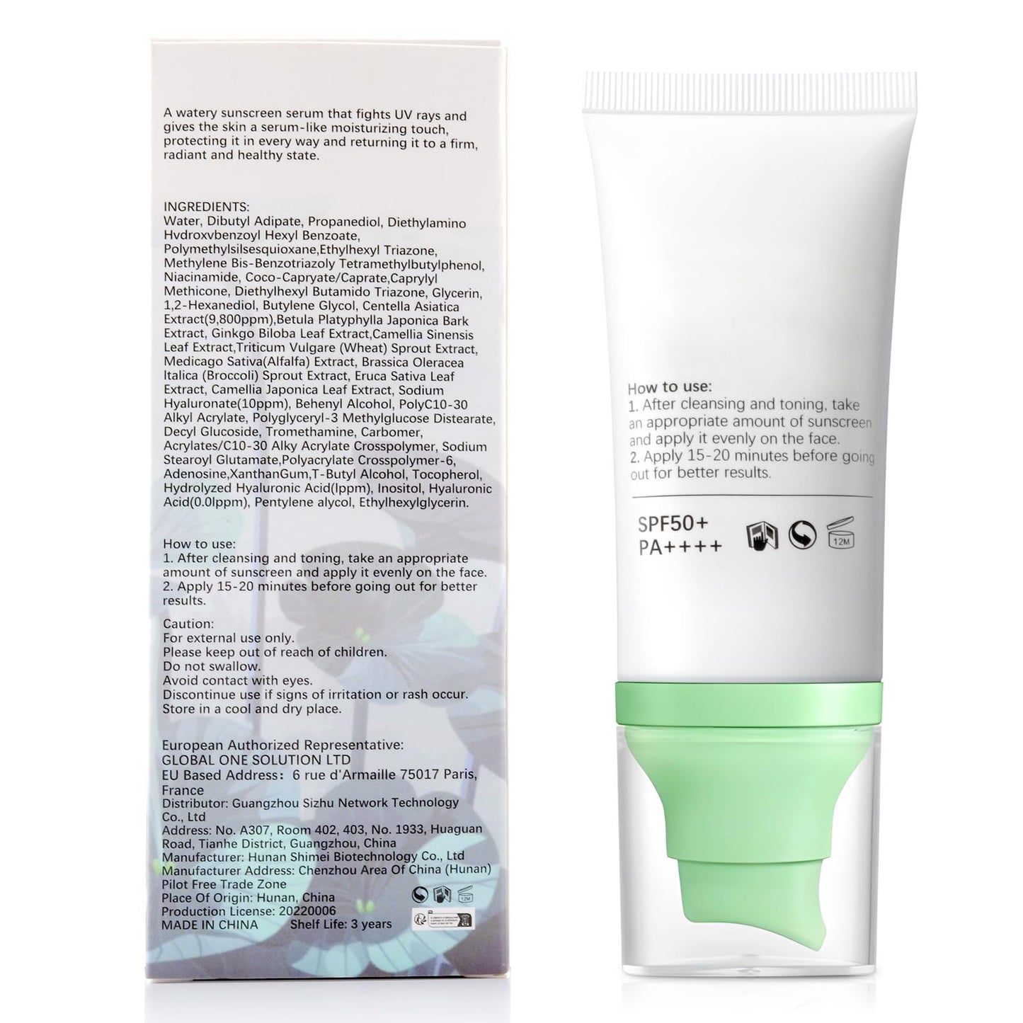 Centella Sunscreen SPF 50+ PA++++ With Niacinamide, Hyaluronic Acid, 50ml Long Lasting Protection Sun Screen Lotion For Face, Gentle Skincare, Water Based Sun Serum For All Skin, No White Cast