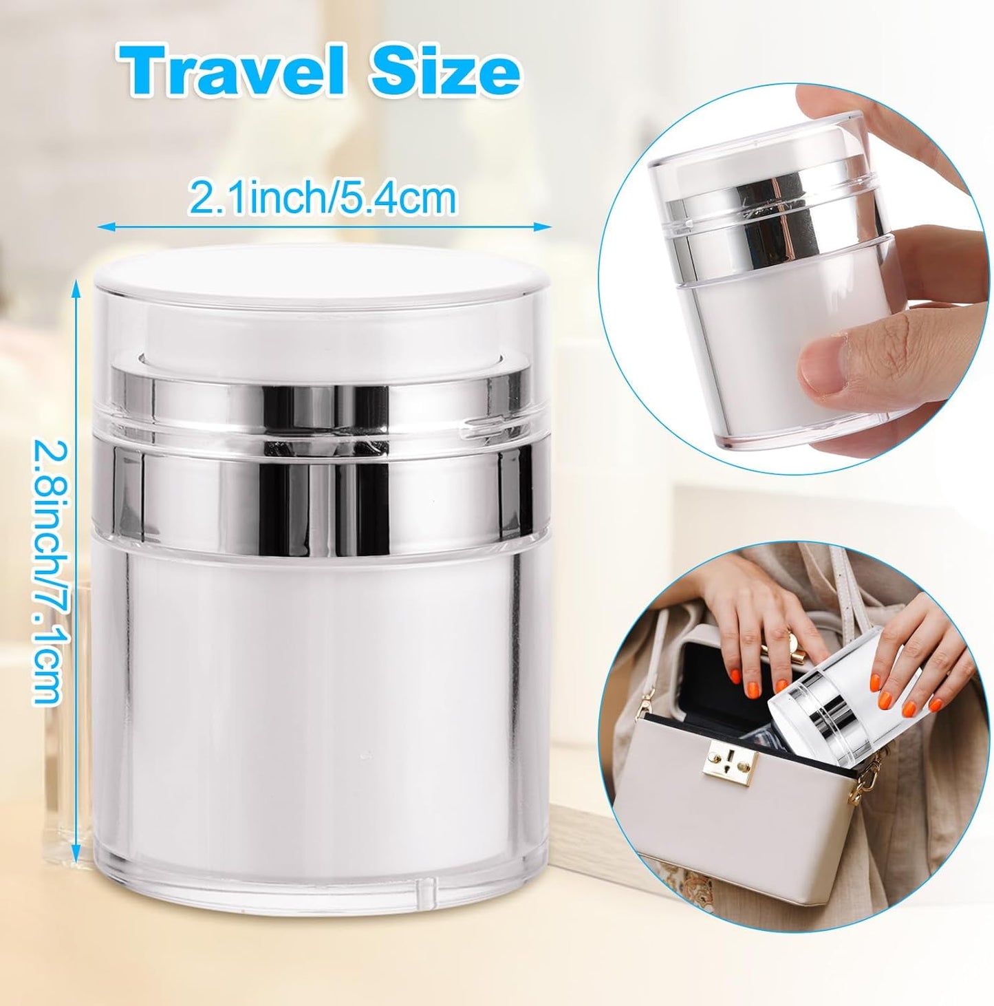 Airless Pump Jars - 10 Pack 1 Oz Moisturizer Dispenser for Skincare Cream | 30ml