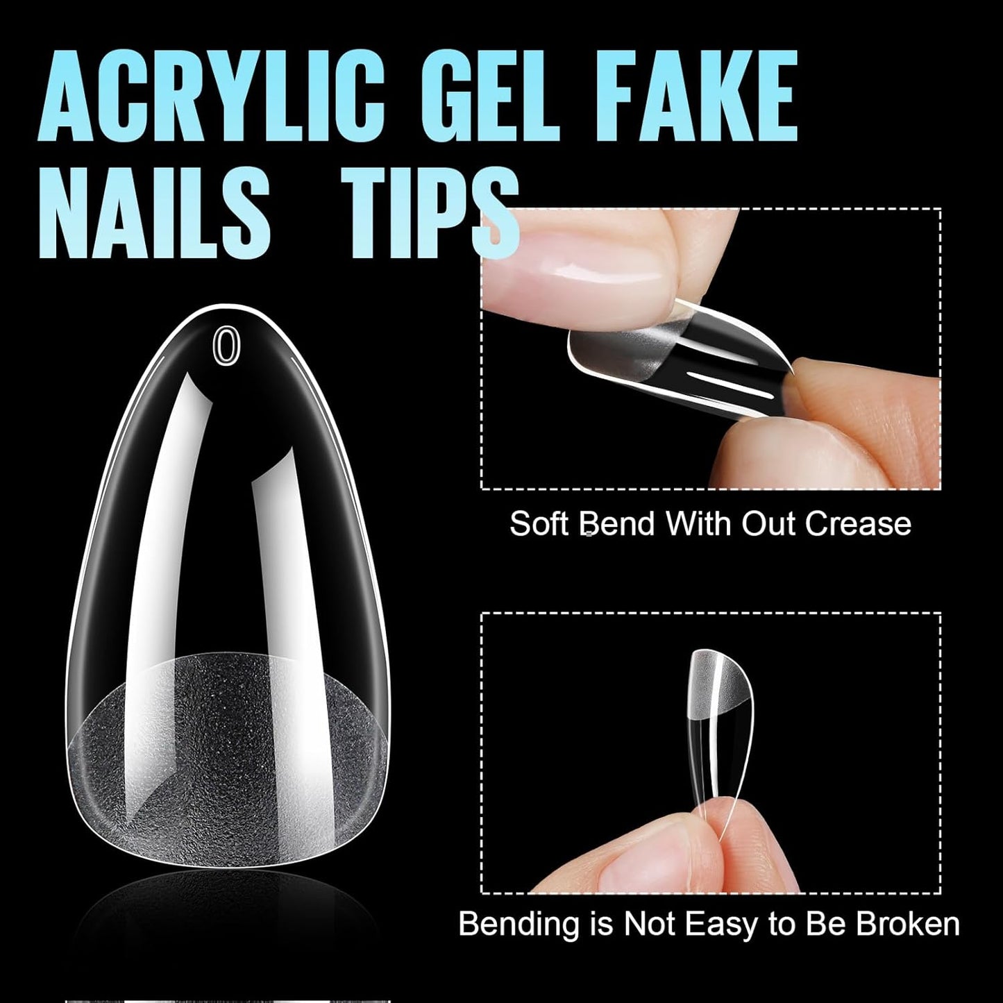 TOMICCA Short Nail Tips Extra Short Square Nail Tips, 192Pcs Fake Nails 12 Sizes Acrylic Clear Nails for Beginner and Professional DIY Gel Nails Salon
