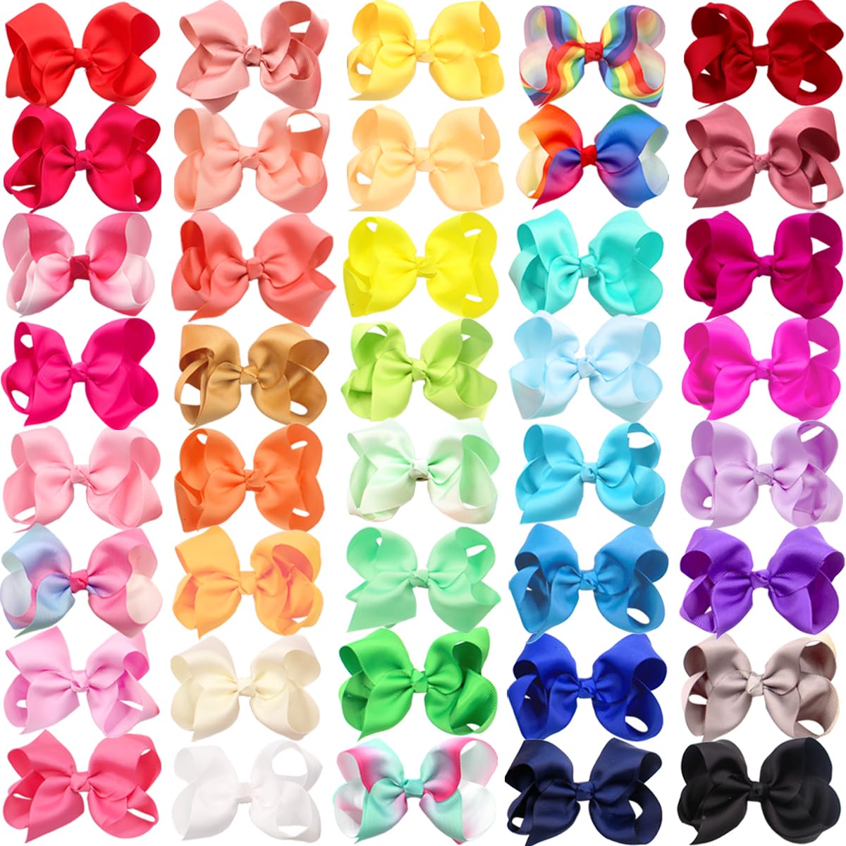 40Pcs 3 inch Hair Bows for Girls Grosgrain Ribbon Toddler Back to School Hair Accessories with Alligator Clips for Baby Girls Kids in Pairs