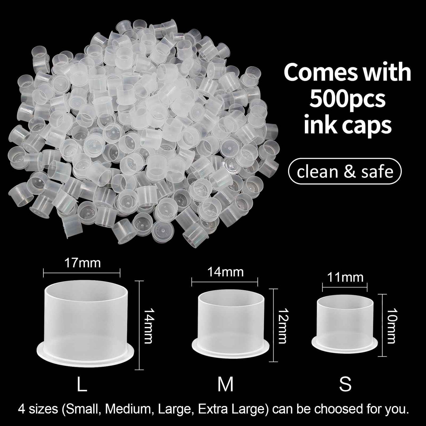 500PCS Tattoo Ink Caps with Base - Autdor Tattoo Cups #20 Extra Large Disposable Self Standing Pigment Cups Plastic Ink Cups Container Caps for Permanent Makeup Microblading Tattoo Artists
