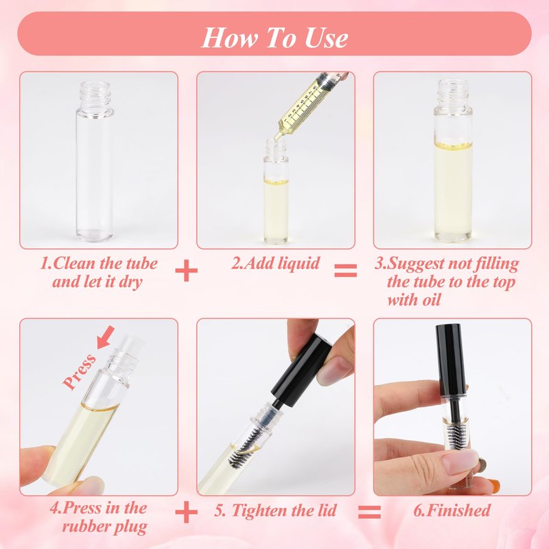 AHIER 20 pcs 4ML Reusable Empty Bottle Tube Container for Eyelash Growth Oil/Mascara with Brush for Home and Travel (20p)