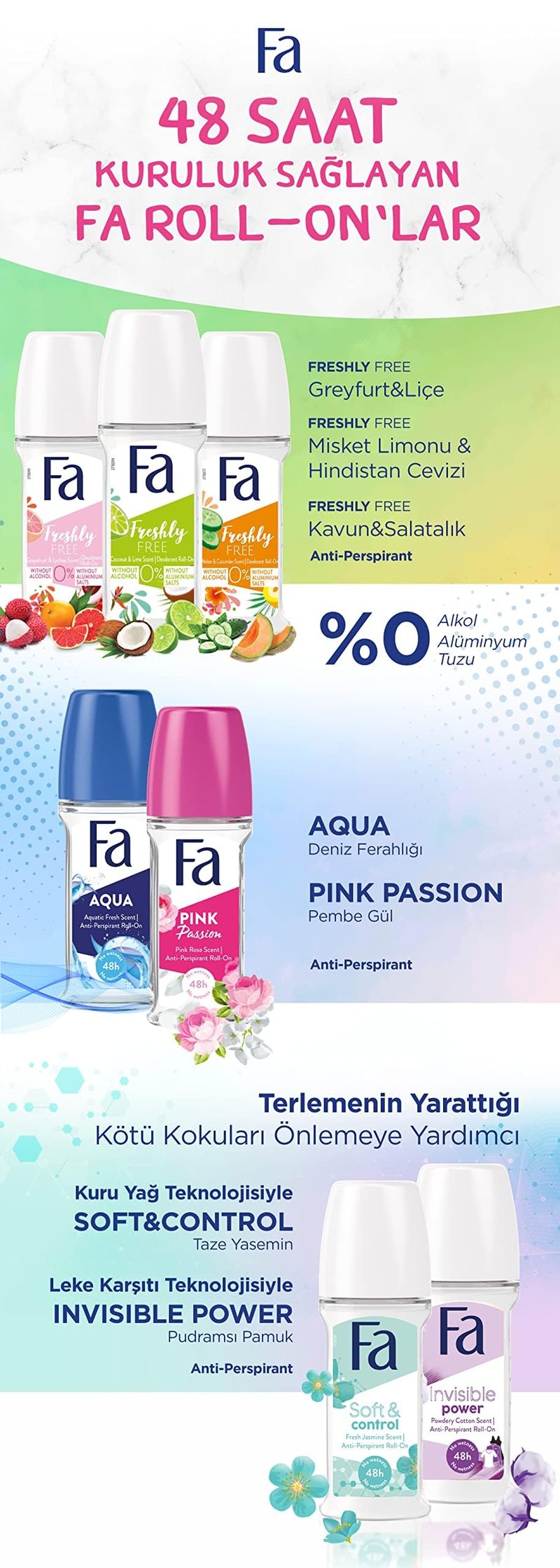 Fa Deodorant 1.7 oz. Roll-On Aqua (3-Pack)