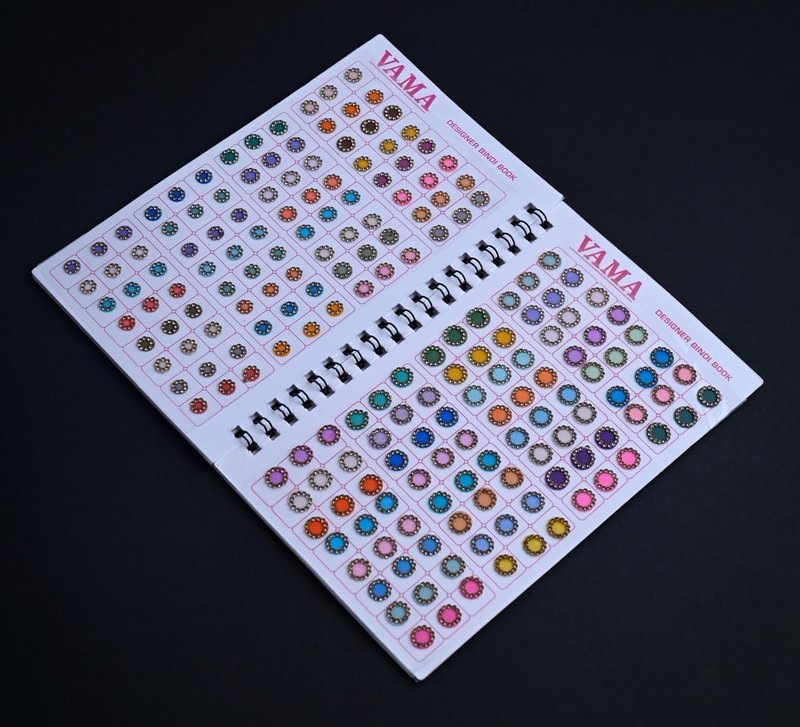 Multicolor Round Pastel Stone Border Bindi Book | 372 Indian Stickers for Women