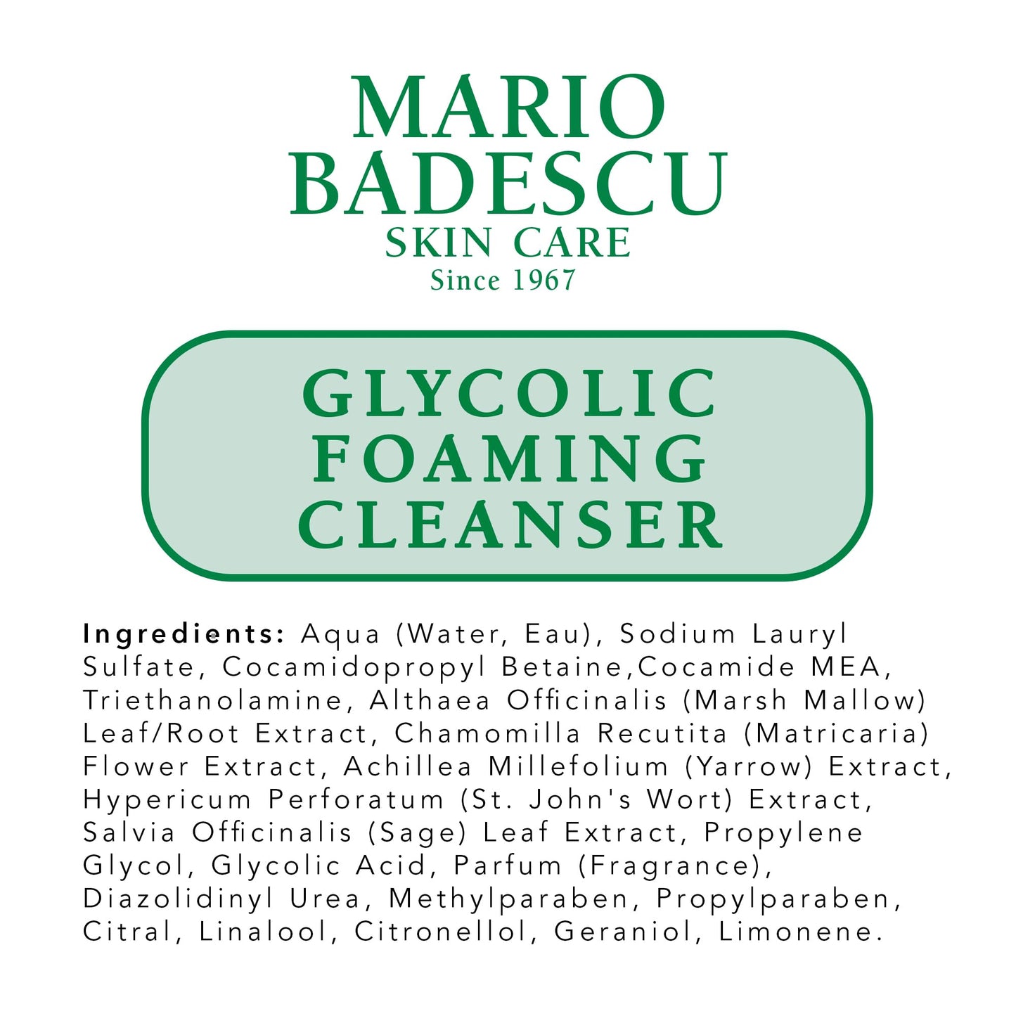 Mario Badescu Glycolic Foaming Cleanser for All Skin Types| Exfoliating Face Wash with Glycolic Acid & Aloe Vera| Visibly Evens Skin Tone & Texture | 6 Fl Oz (Pack of 1)