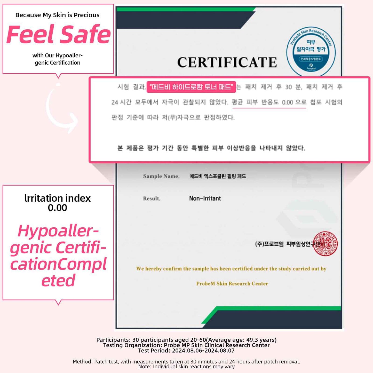 MEDB Hydracalm Toner Pads - 60 Counts Exfoliating Face Pads with BHA & PHA for Acne & Breakouts, 40% Centella Asiatica for Sensitive Skin, Hydrating, Alcohol-Free, Korean Skin Care