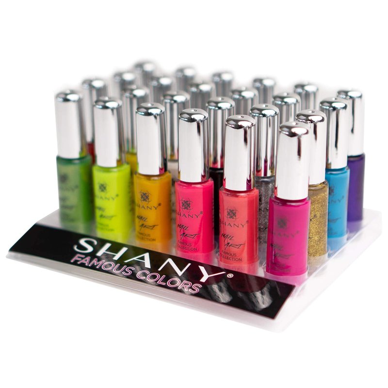 SHANY Nail Art Set Nail Polish - Glitter, Metallic, Pearls, Neon and Matte Nail Lacquer NailArt Drawing Decoration Set With Built-in Thin Nails Brush - 24 Famous Colors Nail Varnish Bulk
