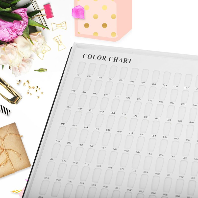vnjaoi Professional 308 Nail Colors Chart with Number Labels, Black Nail Gel Polish Display Card Book, Nail Art Salon Display Booklet, Nail Color Swatches Nail Practice Card Design Board