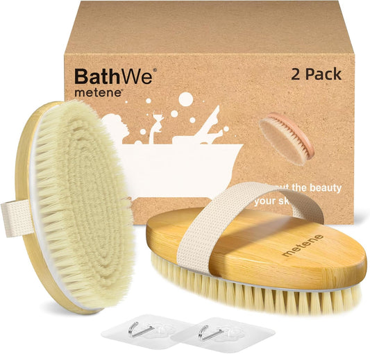 Metene Dry Brushing Body Brush, Exfoliating Body Scrubbers, Natural Bristles for Dry Skin, Improve Circulation, Stop Ingrown Hairs, Reduce Acne and Cellulite
