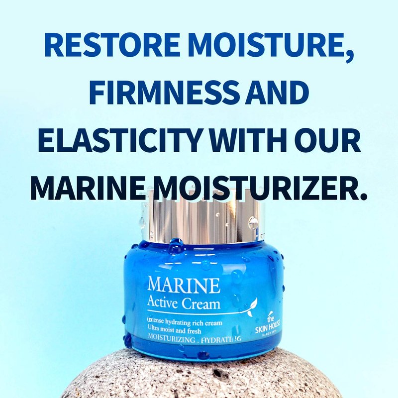 THE SKIN HOUSE Marine Active Cream 1.69 fl.oz Deep Hydration, Rich Moisturizer | Hyaluronic acid, Betaine, Squalane, Spirulina | Dry Skin, Korean Skincare, 50ml