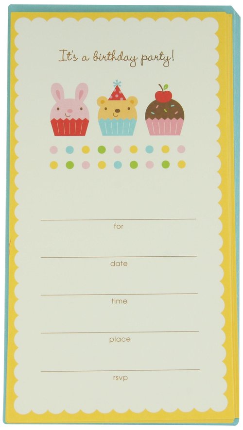 Prima 200275 Party Invitation Card Set, Cupcake, 4 by 7-1/2-Inch