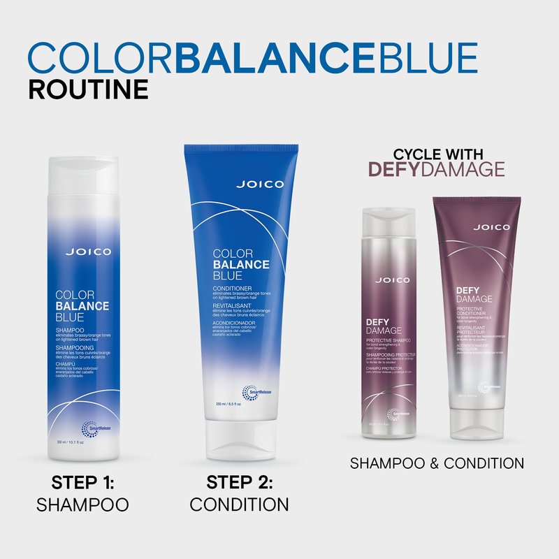 Joico Color Balance Blue Shampoo | For Lightened Brown Hair | Eliminate Brassy Orange Tones | Boost Color Vibrancy & Shine | UV Protection | With Rosehip Oil & Green Tea Extract | 10.1 Fl Oz