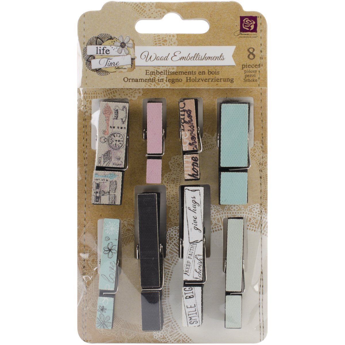 Prima Marketing Inc. Wood Embellishments-Lifetime Clips, Multiple