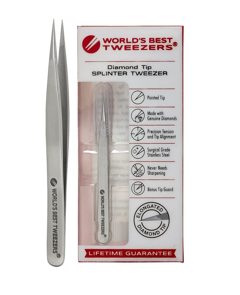 World's Best Tweezers Diamond Tip Splinter Tweezer (Professional)