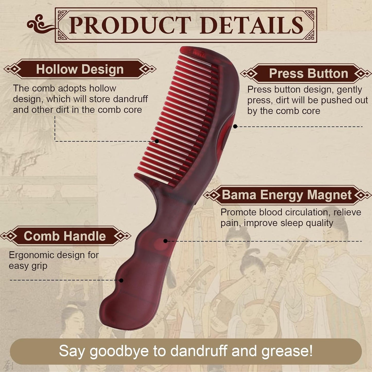 Patented Anti Dandruff Comb & Stainless Steel Fine Tooth Comb Kit, Dandruff Remover, Scalp Sweep Detoxing, Massage Dandruff Removal Brush for Scalp Build Up