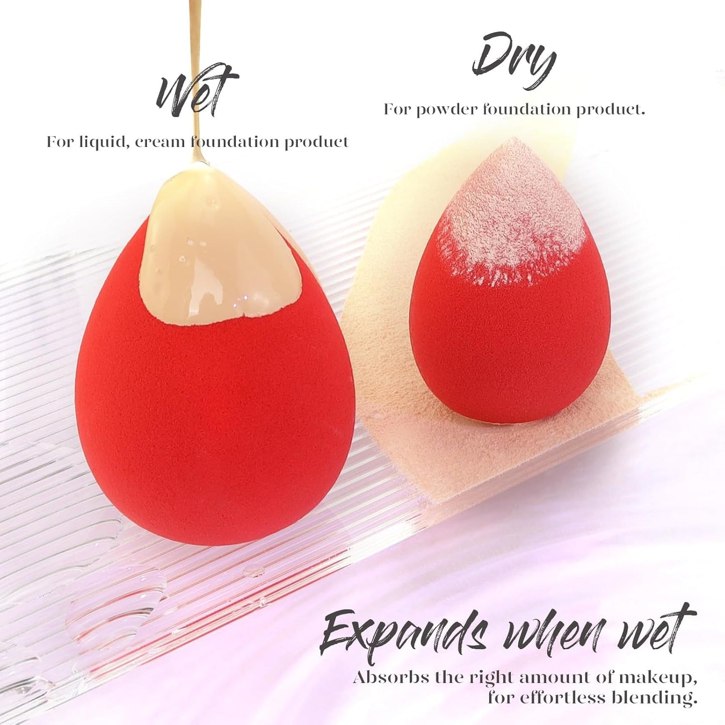 BEAKEY Makeup Sponge Set, 5 Pcs Foundation Blending Sponge, Beauty Sponges Flawless for Liquid, Cream, and Powder, Latex-Free and Vegan Boun Boun Makeup Sponges, Black