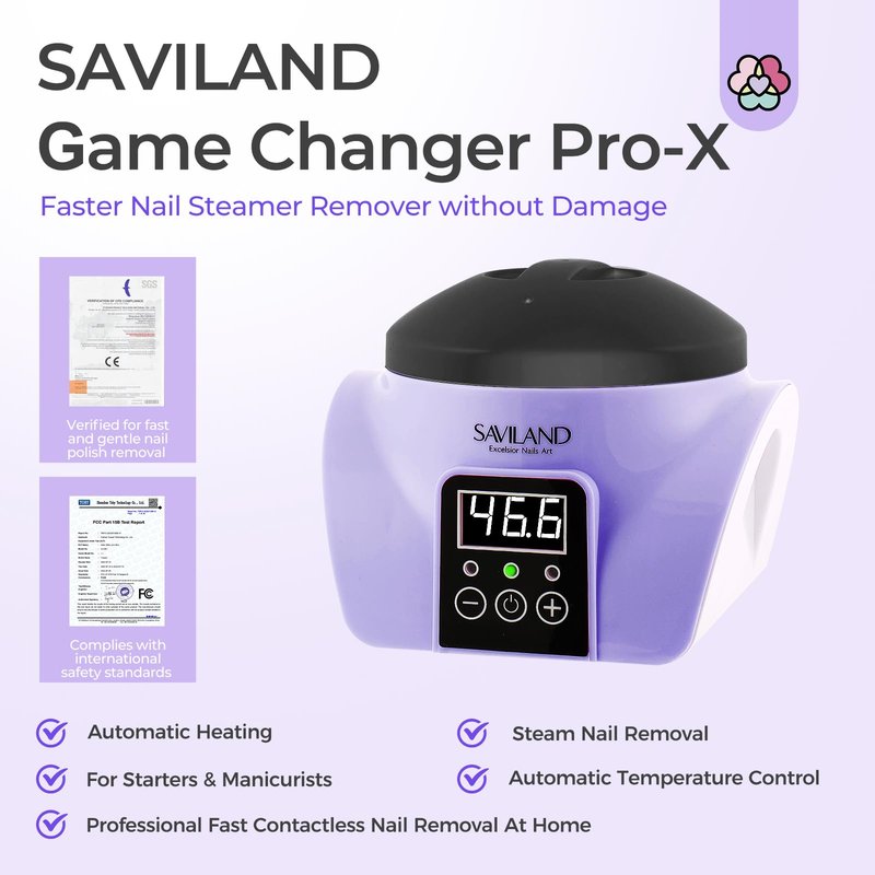 SAVILAND Electric Steam Gel Nail Remover Machine: 10 Min Auto Removal Nail Soaking Bowl Acrylic Nail Remover Soak off Bowl Gel Polish Remover Portable Salon Tool for Home DIY & Travel
