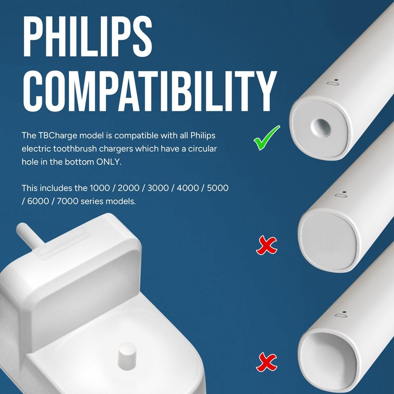 ProofVision Electric Toothbrush Wall Charger for US Socket for Philips 1000 to 7000 Series | Portable Philips Charging Station, Wireless, IPX7 Seal, with 2 Compatible Toothbrush Heads