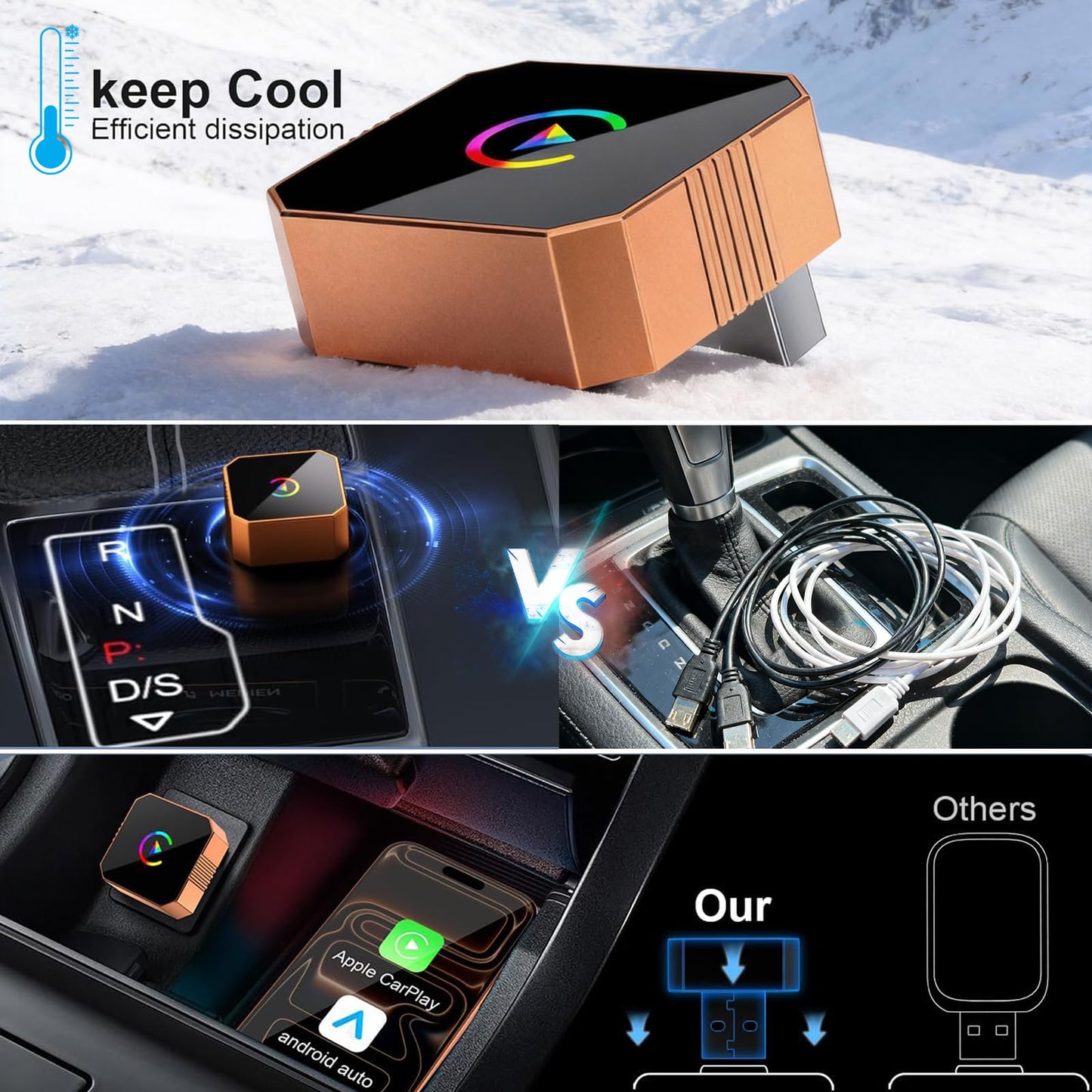 fintaps 2026 Mini Wireless CarPlay Adapter for iPhone,2-in-1 Wired to Wireless for Android&CarPlay Auto,Plug and Play Fast & Stable Connection,Zero Delay Car Play for iOS 10+, Android 11+